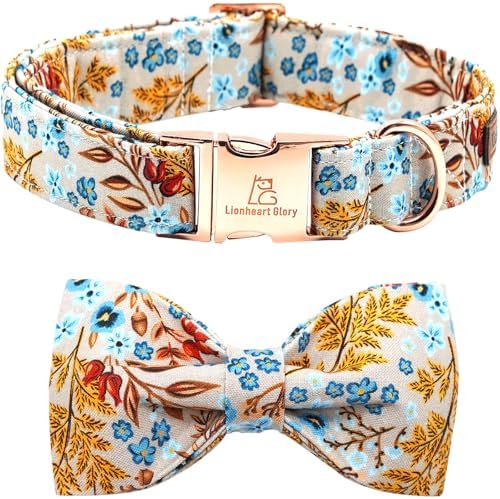 Lionheart Glory Premium Maple Leaf Dog Collar - Heavy Duty Adjustable Bowtie Collar for Small Dogs