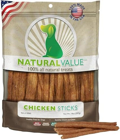 Loving Pets Natural Value Chicken Sticks - Soft Jerky Dog Treats for Large & Small Breeds - Healthy Gluten, Wheat, Soy & Grain Free Pet Treats for Dogs