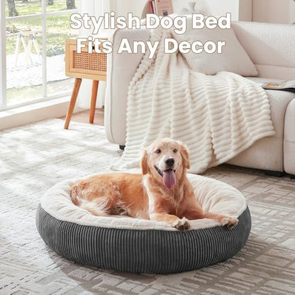 36 inches Calming Donut Dog Bed for Large Dogs,Dark Grey