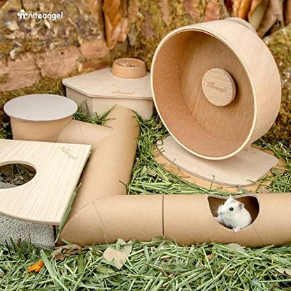 Niteangel Creative & Composable Hamster Tunnel - DIY & Build Unique Tube Burrow as Hideout for Small Sized Animals Like Hamsters Mouse Gerbils Mice (Whole Tunnel Set - Raw)
