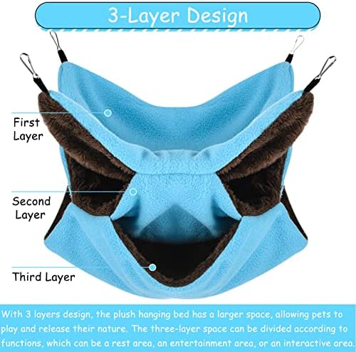 3 Tier Ferret Rat Hammock, Guinea Pig Cage Accessories, Cute Blue