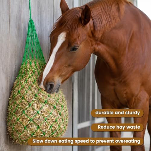 Slow Feed Hay Nets for Horses, 2 Pack, 40 Inch, 2 Inch Holes,Green
