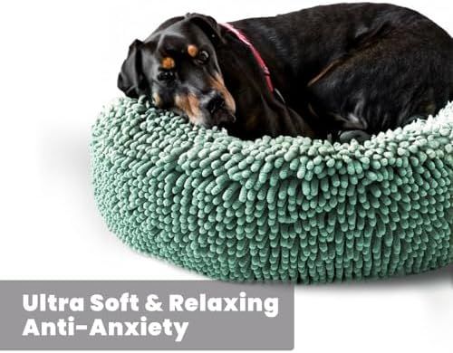 Muddy Mat® Cloud K-9 Bed for Dogs & Cats, Soft & Relaxing Donut Dog Bed, Chenille Material, Removable Cover, Washable & Dryer Safe–Seafoam Green Small(25'x25')