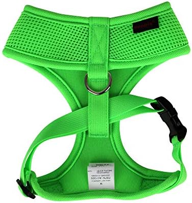 Puppia Neon Dog Harness Over-The-Head No Choke No Pull Walking Training for Small and Medium Dog, Green, Large (Pack of 2)