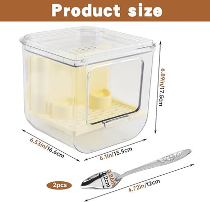 Automatic Bird Feeder No Mess Bird Cage Pet Feeder Multifunctional Parrot Feeders Transparent Food Container for Canaries (Color:Clear)
