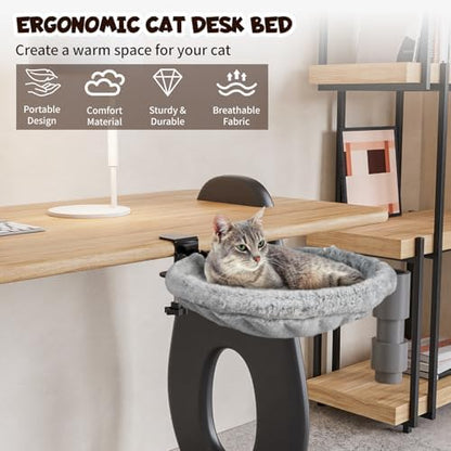 Acools Double Cat Desk Bed for 2 Cats, 360° Rotating Desk Cat Bed, 80 lb (Desk Cat Bed - Single)