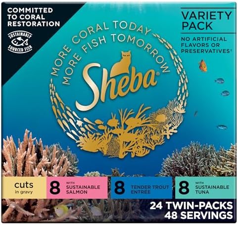 Sheba Perfect Portions Cuts Wet Cat Food, Seafood Pack, 2.6 oz, 24 ct
