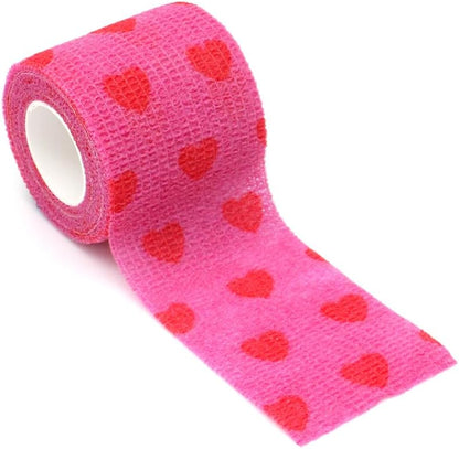 Self Adhesive Bandage Wrap Animal Cohesive Bandage Self Adherent Wrap First Aid Tape for Dogs Cats Horses Birds & Wrist Healing Ankle Sprain (2 Inch Pink Set 6 Rolls)