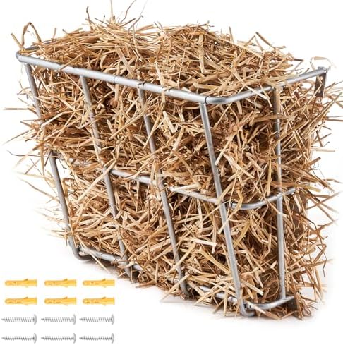 VEVOR Livestock Feeder, 18.5 Gallons Large Capacity, Heavy-Duty Steel Goat Hay Rack, 24.4" Long Wall Mounted Horse Hay Holder, Multiple Sided Feeding Rack for Sheep Farm Livestock Indoor Outdoor