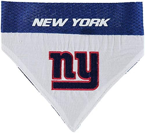 NFL DOG BANDANA - NEW YORK GIANTS REVERSIBLE PET BANDANA. 2 Sided Sports Bandana with a PREMIUM Embroidery TEAM LOGO, Large/X-Large. - 2 Sizes & 32 NFL Teams available