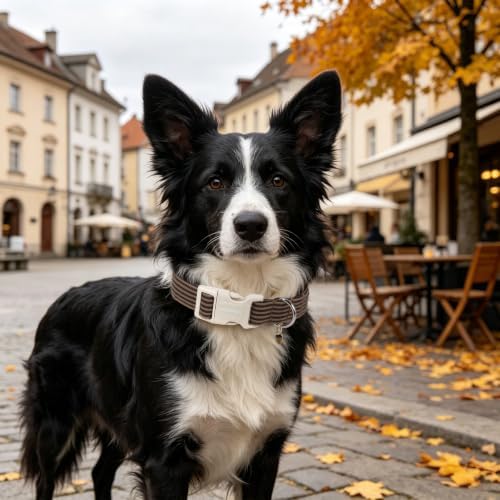 DOGWONG Fall Brown Dog Collar for Small Medium Large Dogs XL