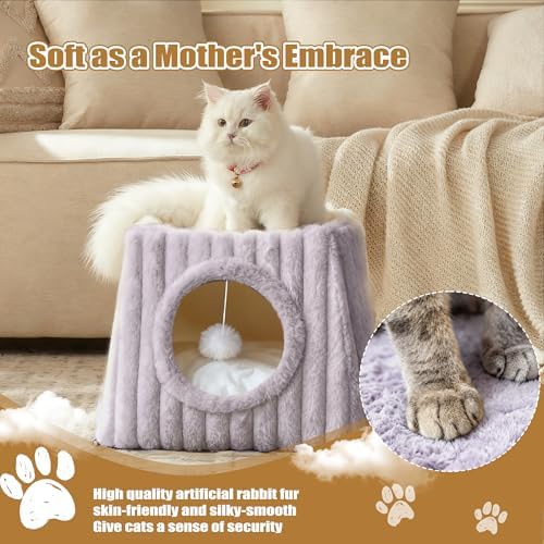 Dogpals Cat Cave Bed 15.74"x15.74"x13.38" Large with Balls(Grey)