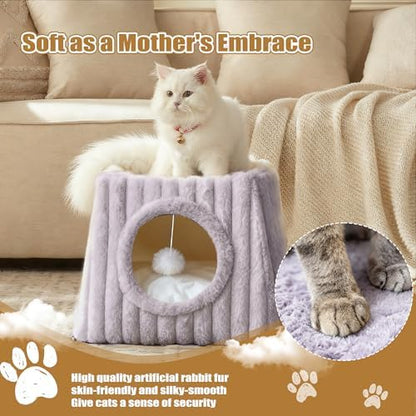 Dogpals Cat Cave Bed 15.74"x15.74"x13.38" Large with Balls(Grey)