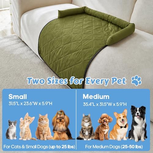 Cooling Dog Bed Mats with Neck & Head Support, 31.5 x 23.62 inch Army Green