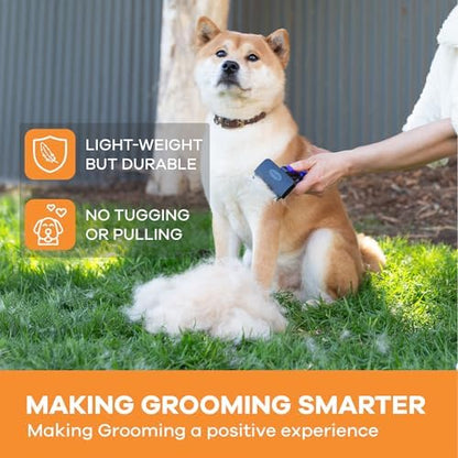 Deshedding Dog Brush for Short/Medium Hair (Small,Blue) – Gentle Deshedding Tool for Dogs & Cats – Reduces Shedding, Without damaging Topcoat. Removes Loose Fur & Dead Undercoat.