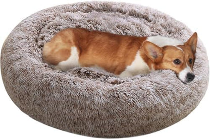JOLLYVOGUE Dog Bed, Calming Anti-Anxiety Large Dog Bed, Fluffy Donut Cushion for Medium and Large Pets (31")
