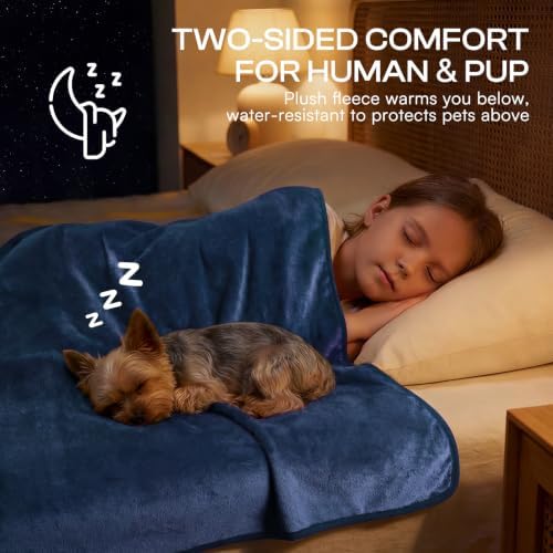Luciphia Waterproof Pet Blanket, Washable Reversible Sherpa Fleece Throw
