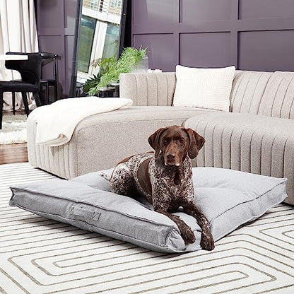 Happy Hounds Milo Square Tufted Pillow Dog Bed, Cement, Large (40" x 40"), 40.0" L x 40.0" W x 6.0" Th
