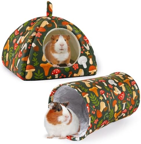 Bienbee Guinea Pig Hideout, 2 Piece Washable Set for Small Animals Large