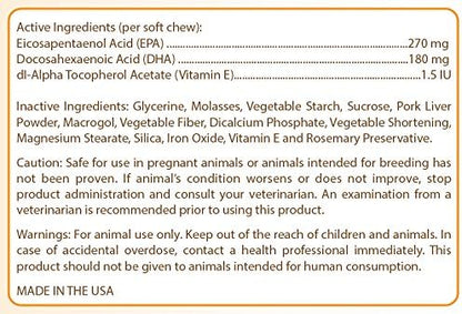 Healthy Breeds Pug Omega HP Fatty Acid Skin and Coat Support Soft Chews 60 Count