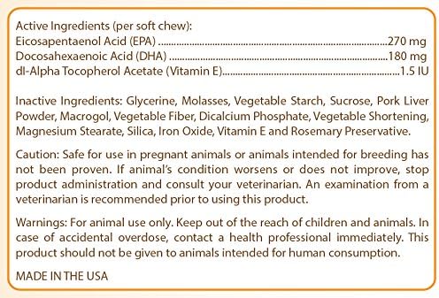 Healthy Breeds Pug Omega HP Fatty Acid Skin and Coat Support Soft Chews 60 Count