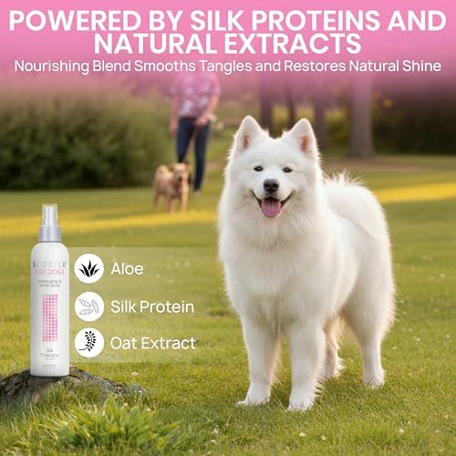 BioSilk for Dogs Silk Therapy Detangling and Shine Spray, 8 Fl Oz, 2-Pack