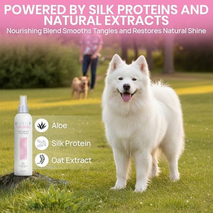 BioSilk for Dogs Silk Therapy Detangling and Shine Spray, 8 Fl Oz, 2-Pack