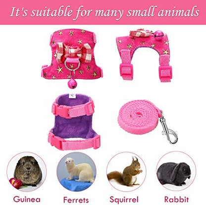 SATINIOR 2 Pieces Small Hamster Harness and Leash Set,S,Black, Pink
