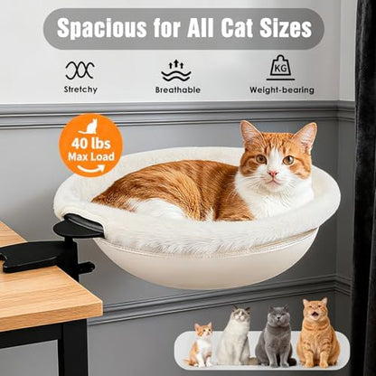 IPOW 360° Rotating Cat Desk Bed Semi-Circular Cat Bed Maximum Hold Up to 40lb Suitable for Various Desktops