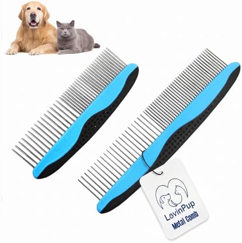 Pet Metal Comb for Dogs and Cats (2-Pack) – Detangling Comb