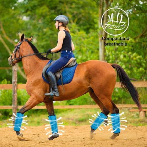 Horse Fly Boots, Breathable Mesh Protection Set of 4, Comfortable Pony Leggings, Breathable Mesh Design, Equines Supplies for Reduce Stomping, Hoof Damage & Leg Fatigue (Blue, Medium)