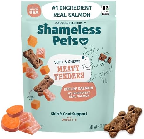 Shameless Pets Reelin' Salmon Meaty Tenders, Soft Dog Treats, 8oz