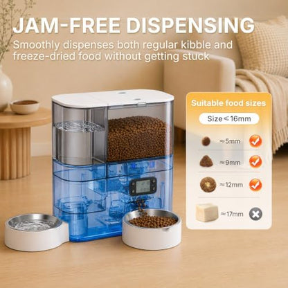 5L Automatic Cat Feeder & 3L Water Dispenser, Button Control