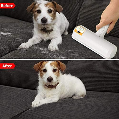 Pet Hair Remover Roller - Lint Roller for pet Hair - Self Cleaning Dog & Cat Hair Remover - Remove Dog, Cat Hair from Furniture, Carpets, Bedding, Clothing and More. White