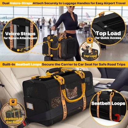 PAWZIDEA Expandable Pet Carrier for Small Cats & Dogs, TSA Airline Approved