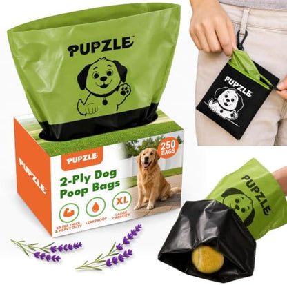 Pupzle 2-Ply Thick Dog Poop Bags, Multi-layered Hand Protection, 250 Count