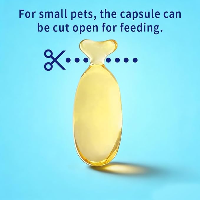 Omega 3 Fish Oil for Dogs, 80 Capsules, Rich in EPA and DHA, Improves Dry Skin, Dandruff, Itching, Reduce Shedding, Supports Cardiovascular and Joint Health, Suitable for Cats and Dogs (2 Bottles)