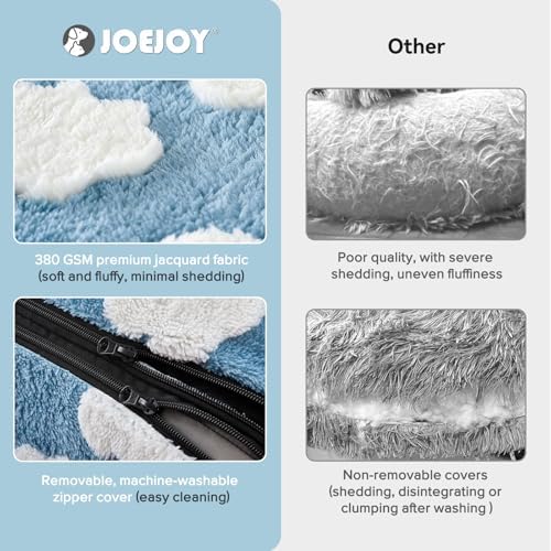 JOEJOY XL Dog Beds Large Sized Dog, Rectangle Washable Orthopedic Pet Bed with Removable Zipper Cover, Cute Soft Calming Puppy Pet Bed with Jacquard Shaggy Plush & Non Skid Bottom
