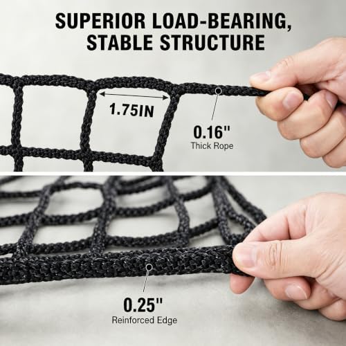 7 * 7ft Round Bale Hay Net 1.75" Knotless Slow Feed Hay Net, Heavy Duty Hay Saver Net Holds 800 lbs, UV Resistant Horse Hay Net for Round Bales, Horses, Cattle, Goats & Sheep