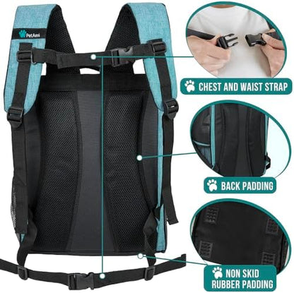 PetAmi Dog Backpack Carrier Airline Approved Cat Pet Puppy Bag, Turquoise