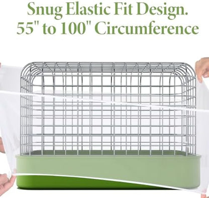 Trinkrittey Bird Cage Seed Catcher White Bird Cage Net Cover Adjustable Birds Cages Netting Seed Catcher Stretchy Birds Cages Guard for Parrot Enclosures