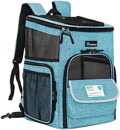 PetAmi Dog Backpack Carrier, Airline Approved 4-Way Entry Cat Bag, Teal