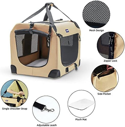 Petprsco Portable Collapsible Dog Crate, 24" Soft Dog Crate for Car Travel