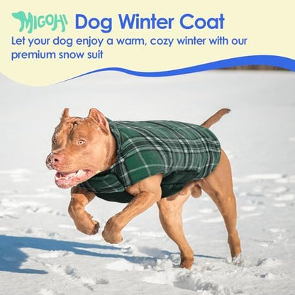 MIGOHI Dog Jackets for Winter,Reversible Dog Coat with Leash Hole,Green,M