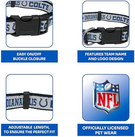 Pets First NFL Indianapolis Colts Licensed PET COLLAR, Large - Heavy-Duty, Strong, and Durable Dog Collar. Available in 31 Football Teams and 4 Sizes