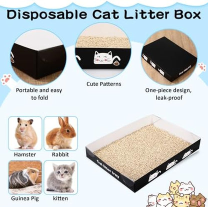 Amyhill 30 Pack Disposable Cat Litter Box Paper Pet Trays,Black