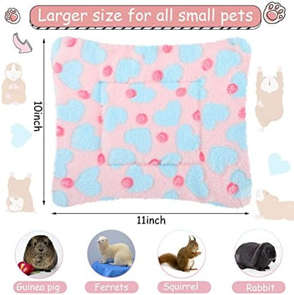 Jetec 3 Pcs Guinea Pig Beds, Fleece Small Animal Mats, Heart, Purple