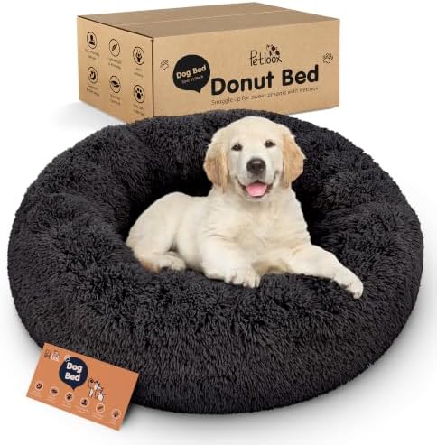 Calming Donut Dog Bed for Small Dogs, Round Dog Bed for Medium & Large Dogs