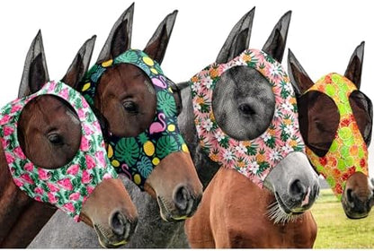 Frienda 4 Pcs Horse Fly Mask with Ears Mesh Comfort, Fruit, Large