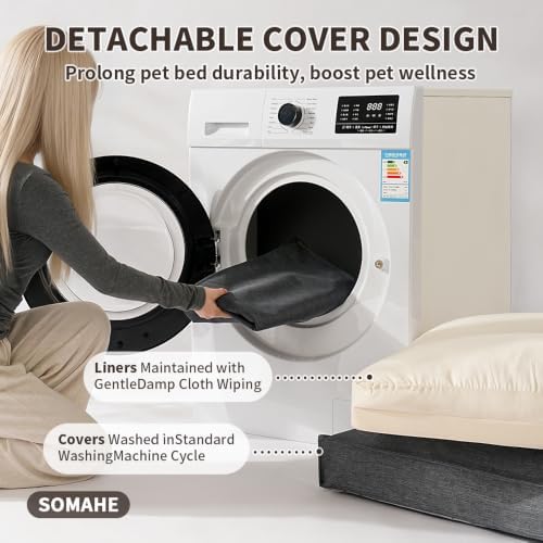 SOMAHE Waterproof Orthopedic Dog Bed, Washable, Large 35x28x4 Black